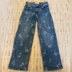 Abercrombie Girls Blue Jeans with White Bows